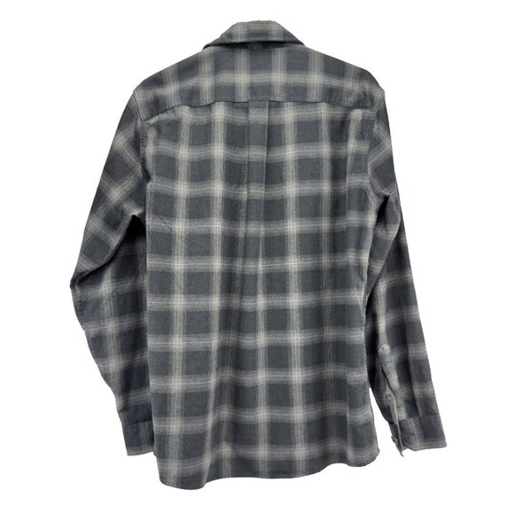 EDDIE BAUER Flannel Plaid Grey Long Sleeve Buttoned Shirt comfo Performance sz M - Picture 3 of 8